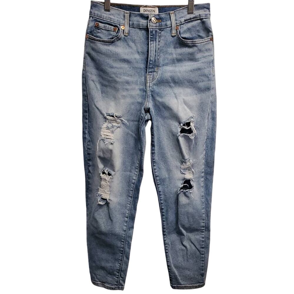 Levi Denizen Women's Mom Jeans High Rise Distressed Frayed 9